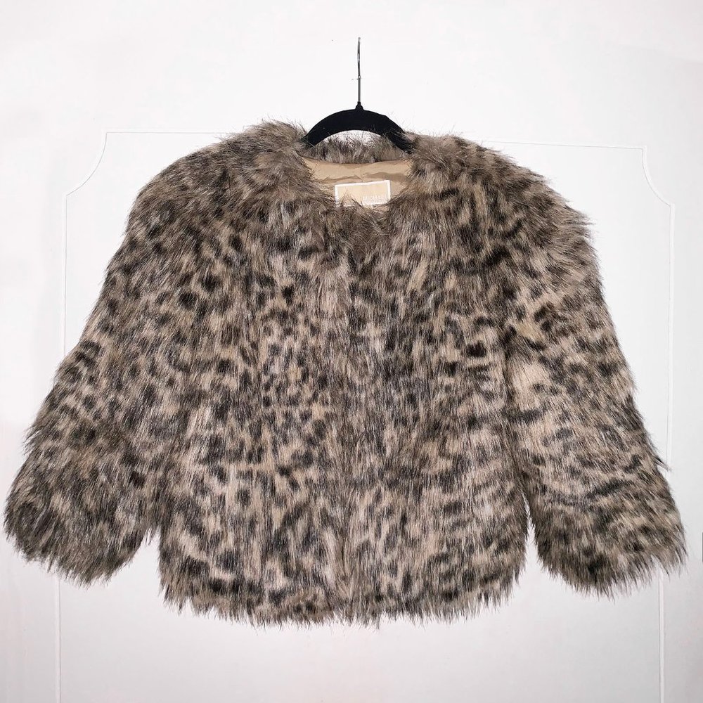 Michael Michael Kors Leopard Print Faux Fur Jacket: Petite Small